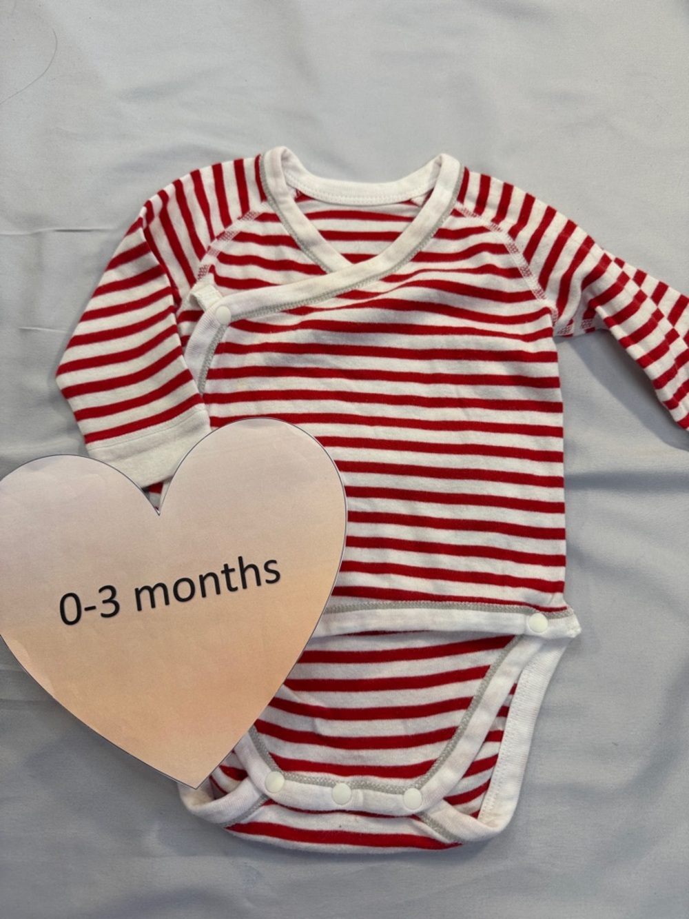 Uniqlo - Striped Kimono Style Red and White Baby Bodysuit Onesie